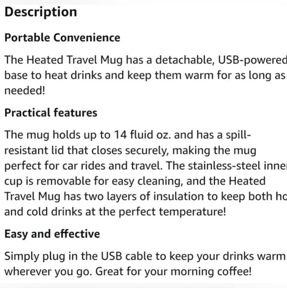 For Kitty Rescue! Sharper Image Heated Travel Mug - Picture 11 of 12